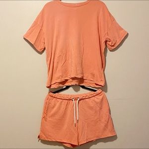 H&M pajama set in coral color
